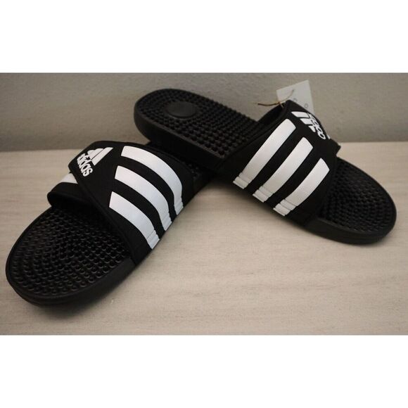 Adidas F35580 Unisex Men's Sz 10 Women's Sz 11 Black / White Adissage Slides - Picture 1 of 8
